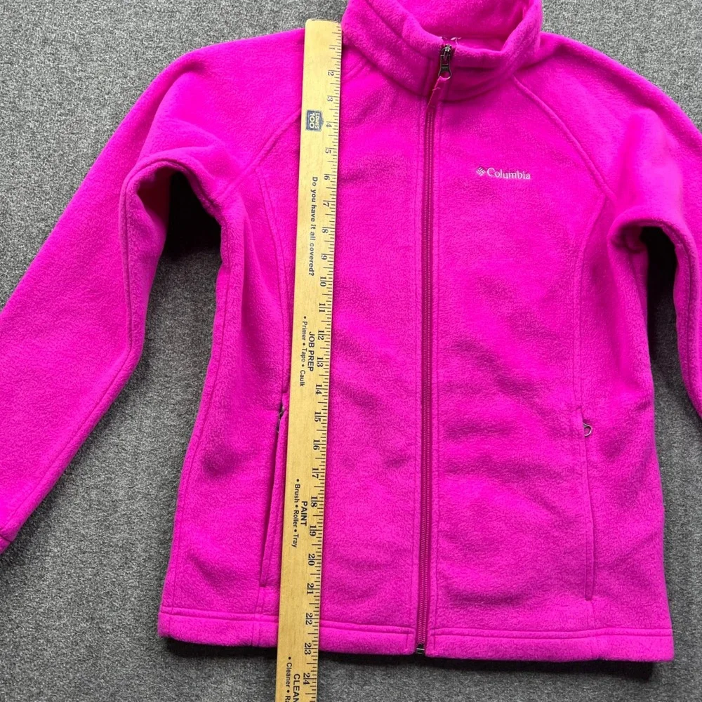 Columbia Fleece Jacket Girls L? Pink Full Zip Mock Neck Raglan Sleeve 3185